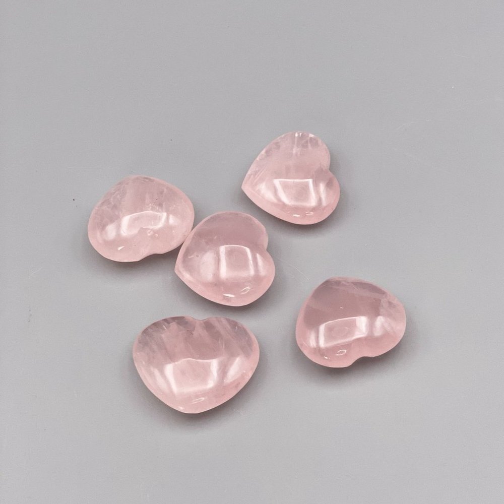 Rose Quartz, Polished Heart, 1 Inch, Pocket Stone, 1 Per Order - Picture 2 of 5